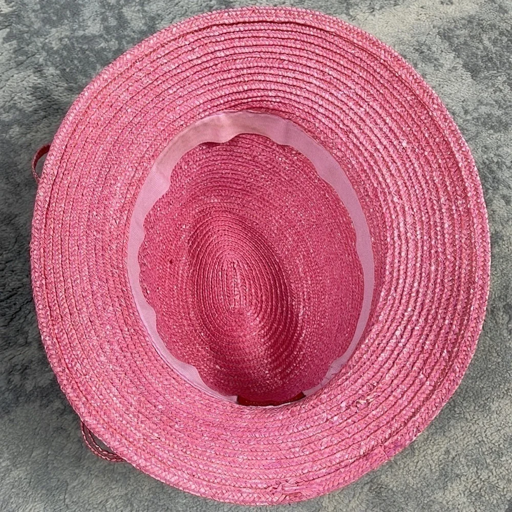 Giovannio Florence New York Pink Straw Floral Hat Spring Summer Church Derby
